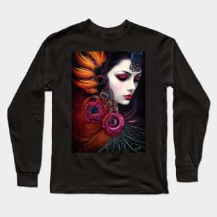 Exotic beauty in feather and flowers Long Sleeve T-Shirt